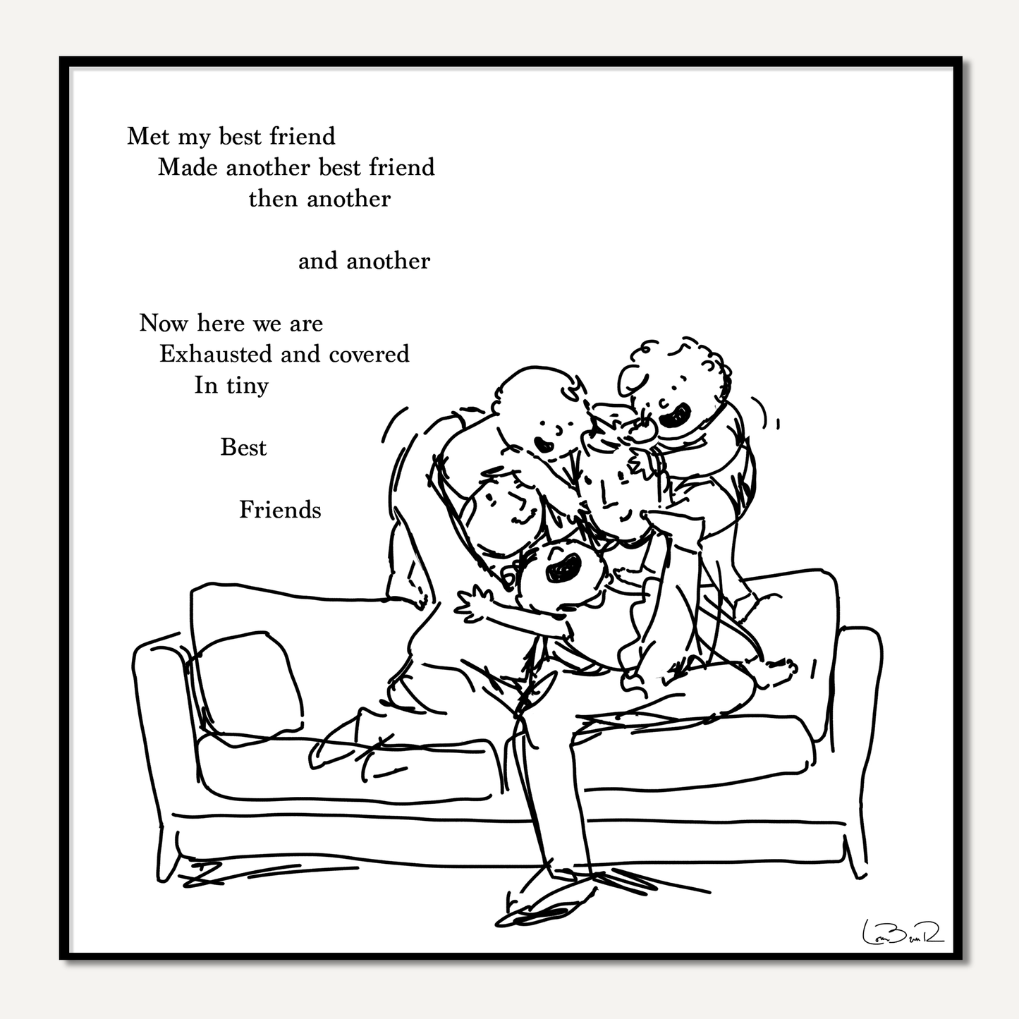 "Covered" - (in THREE Tiny Best Friends) - Signed Art Print